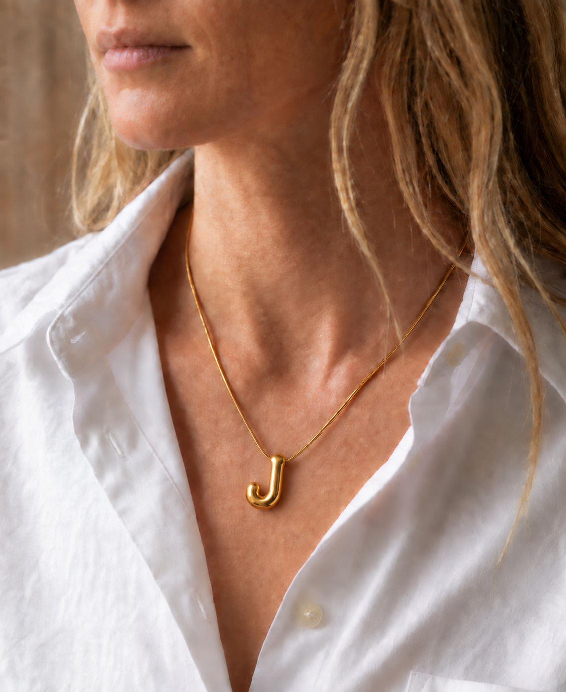 Personalised Gold-Plated Bubble Letter “J” Pendant Necklace for Women